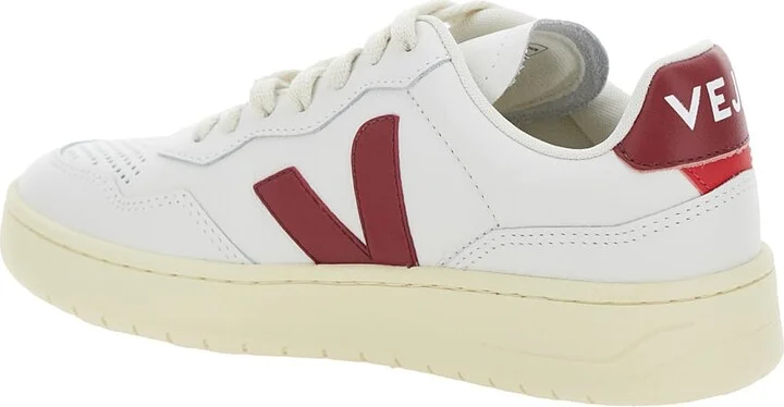 'v-90' White Low Top Sneakers With Logo Patch In Leather Woman - Image 3