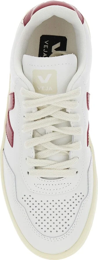 'v-90' White Low Top Sneakers With Logo Patch In Leather Woman - Image 4