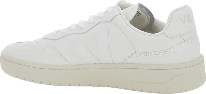 'V-90' White Sneakers With Logo Patch On The Tongue And Logo Lettering On The Heel In Leather Unisex - Image 3