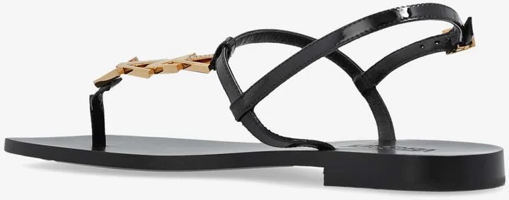 V-chain Leather Flat Sandals - Image 2