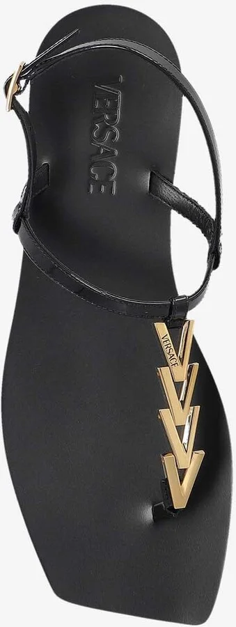 V-chain Leather Flat Sandals - Image 3