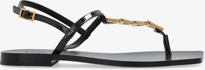 V-chain Leather Flat Sandals