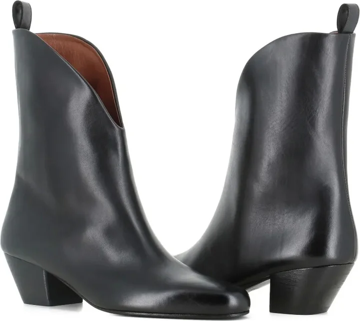 V-Cut Leather Boots - Image 2