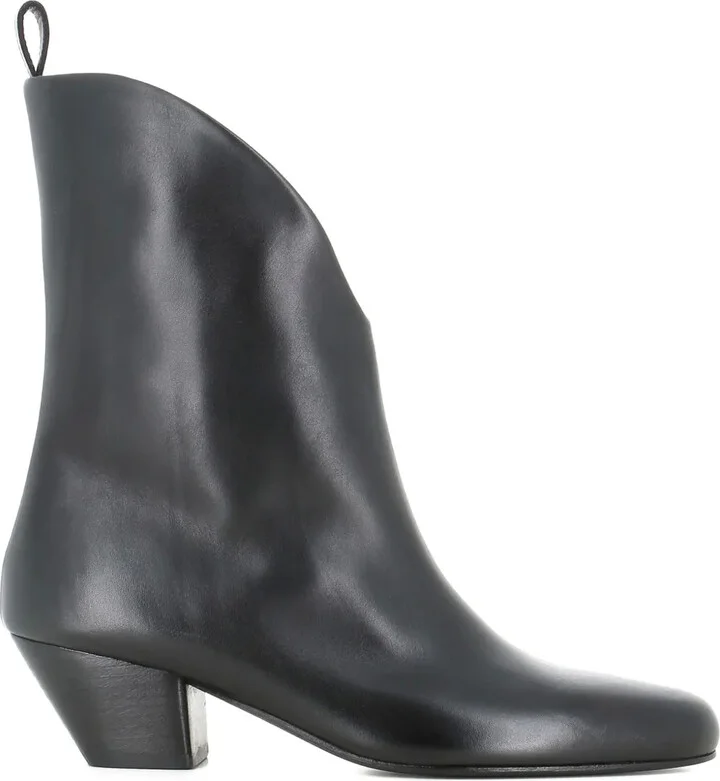 V-Cut Leather Boots
