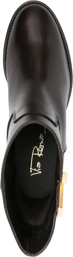 V-Detail Leather Boots - Image 4