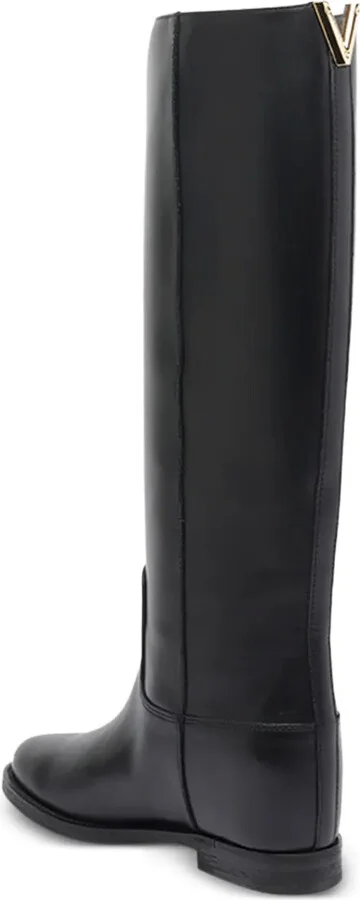 V-logo leather knee-high boots - Image 4