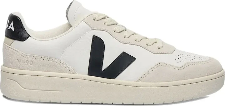 V-logo leather trainers