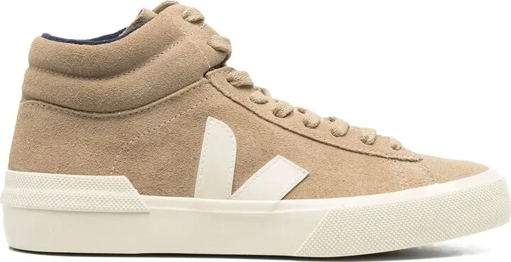 V-logo suede hi-top sneakers