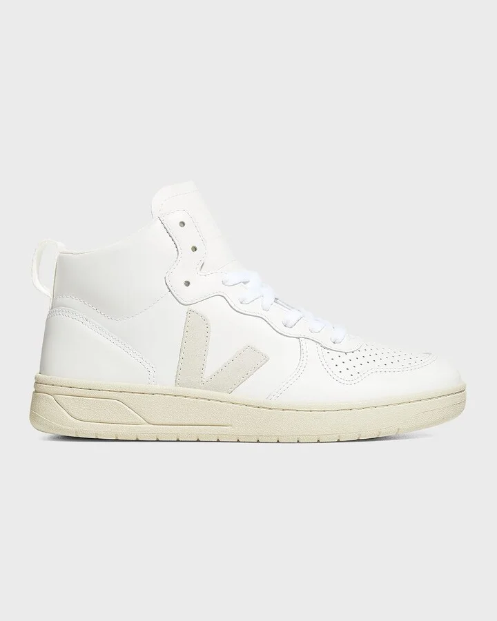 V15 Mixed Leather Mid-Top Sneakers