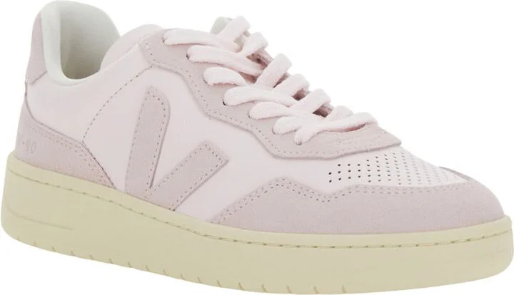 'V90' Pink Sneaker With Side Logo And Perforated Toe In Leather Woman - Image 2