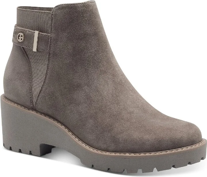 Vaass Womens Suede Ankle Wedge Boots