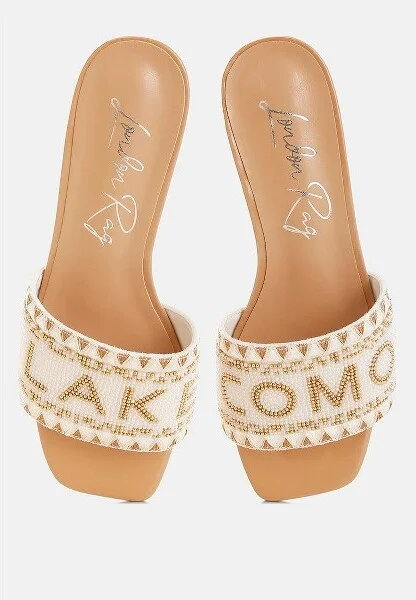 Vacay Babe Lake Como Beaded Slip-On Heels Women - Image 4