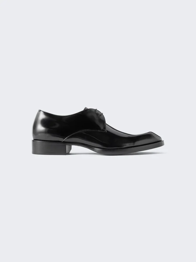 Vadim Derby Dress Shoes In Glazed Leather Black