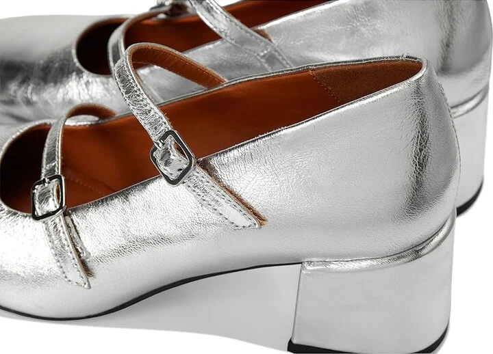 Vagabond Shoemakers Adison Leather Mary Jane Pumps High Heels Silver : EU 39 (US Women's 9) M, Leather/Rubber - Image 7