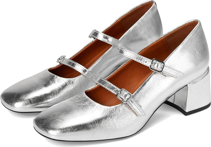 Vagabond Shoemakers Adison Leather Mary Jane Pumps High Heels Silver : EU 39 (US Women's 9) M, Leather/Rubber