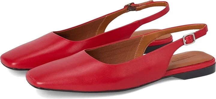 Vagabond Shoemakers Delia Leather Slingback Women's Flat Shoes Bright Red : EU 39 (US Women's 9) M