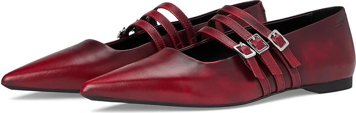 Vagabond Shoemakers Hermine Leather Triple Maryjane Flat Women's Flat Shoes Red : EU 39 (US Women's 9) M