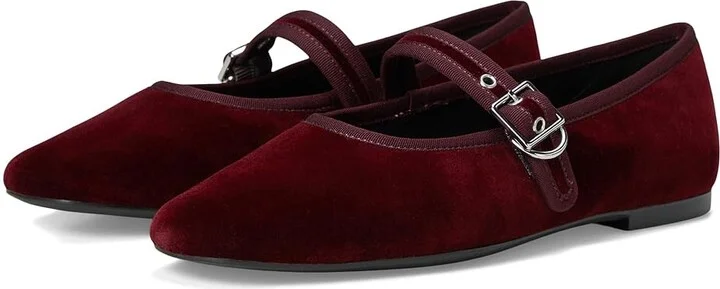 Vagabond Shoemakers Jolin Velvet Maryjane Flat Women's Flat Shoes Dark Red : EU 38 (US Women's 8) M, Leather