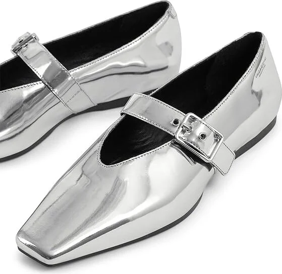 Vagabond Shoemakers Wioletta Leather Mary Jane Flats Women's Flat Shoes Silver : EU 37 (US Women's 7) M - Image 2