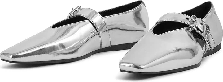 Vagabond Shoemakers Wioletta Leather Mary Jane Flats Women's Flat Shoes Silver : EU 37 (US Women's 7) M