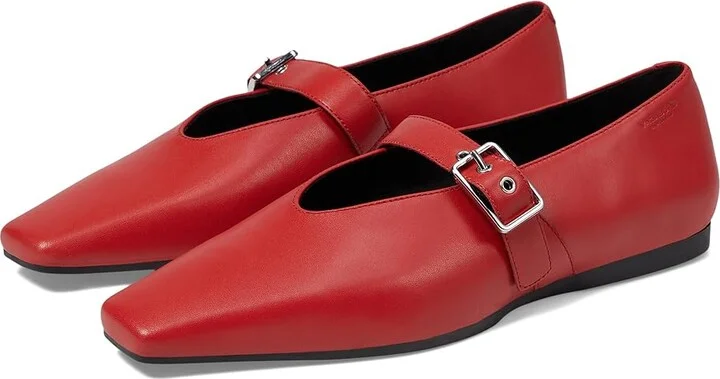 Vagabond Shoemakers Wioletta Leather Maryjane Flat Women's Shoes Bright Red : EU 41 (US Women's 11) M