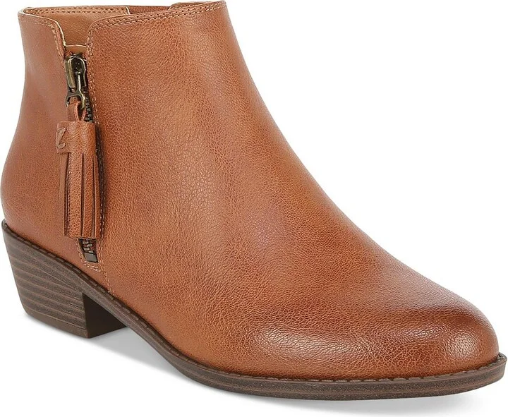 Val Western Womens Faux Leather Stacked Heel Ankle Boots