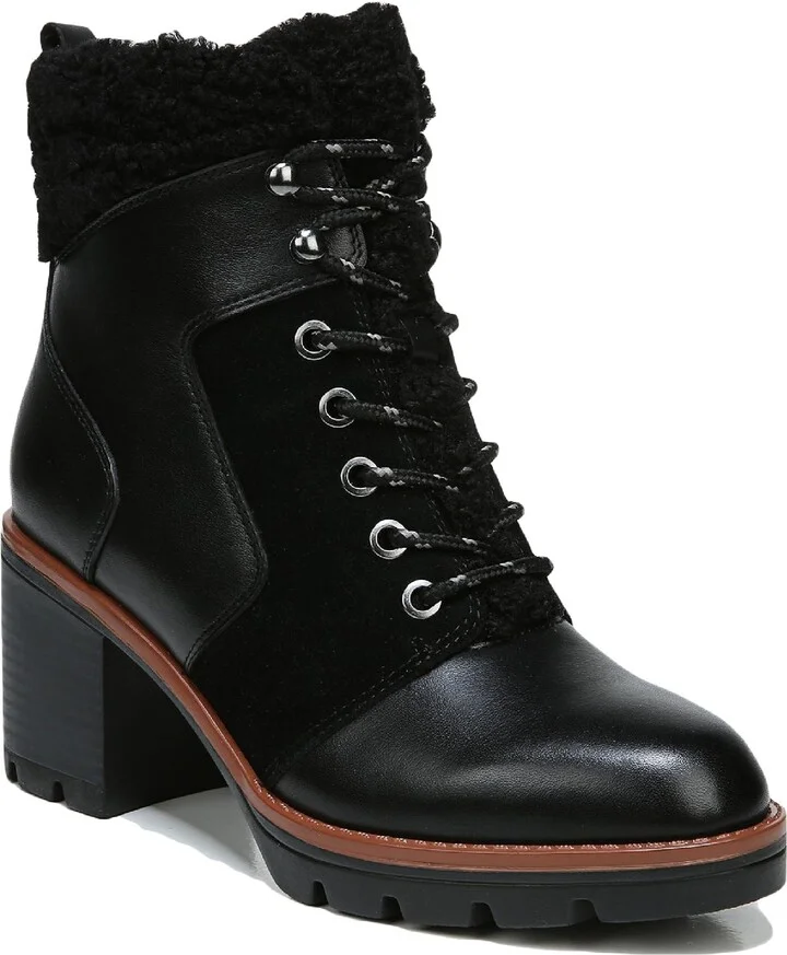 VAL Womens Leather Lug Sole Combat & Lace-up Boots