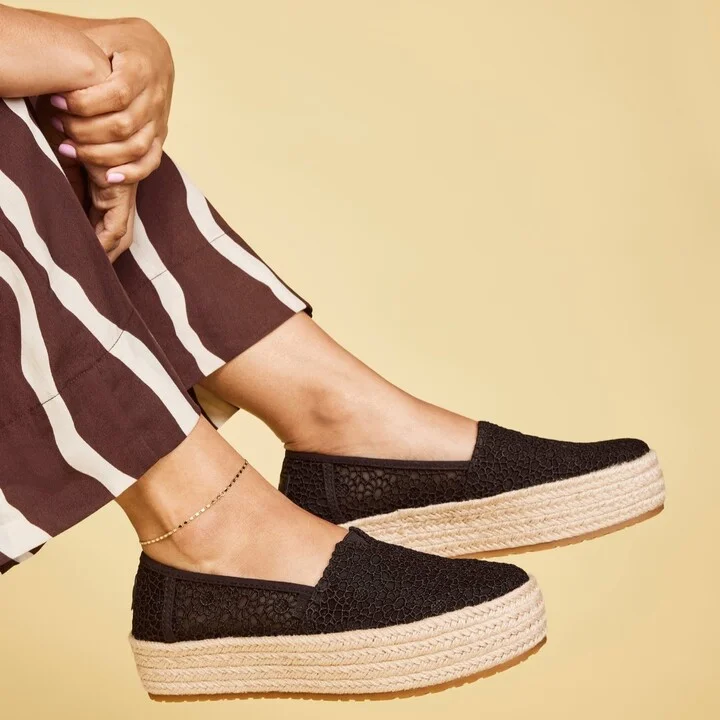 Valencia Black Moroccan Crochet Platform Espadrille