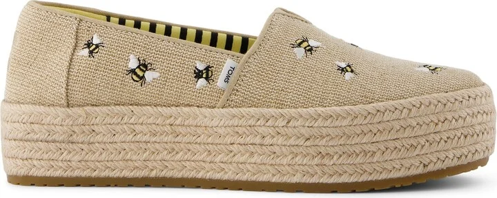 Valencia Embroidered Bees Platform Espadrille