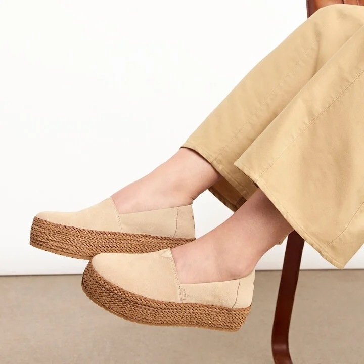 Valencia Natural Suede Espadrille Platform Espadrille Slip On - Image 3