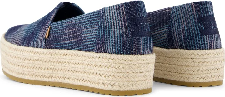Valencia Navy Novelty Denim Platform Espadrille Slip On - Image 5