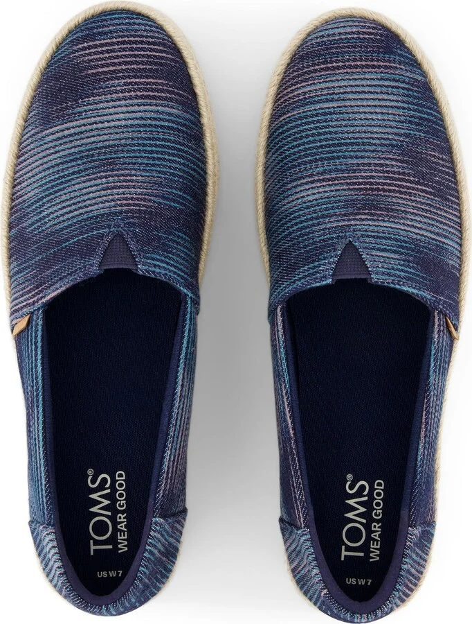 Valencia Navy Novelty Denim Platform Espadrille Slip On - Image 6
