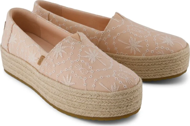 Valencia Platform Espadrille Apricot Tropical Eyelet - Image 4