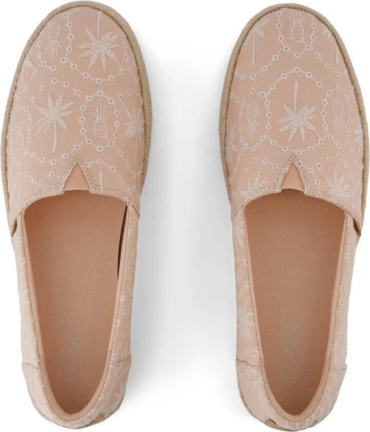 Valencia Platform Espadrille Apricot Tropical Eyelet - Image 6