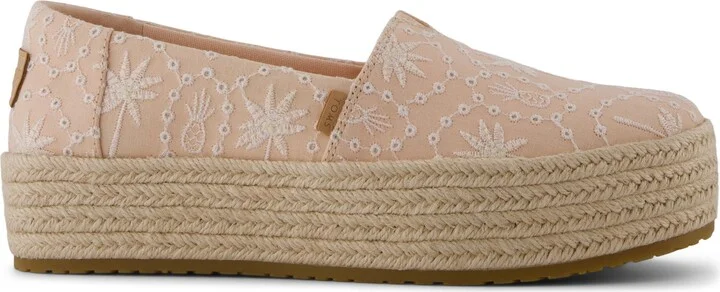 Valencia Platform Espadrille Apricot Tropical Eyelet