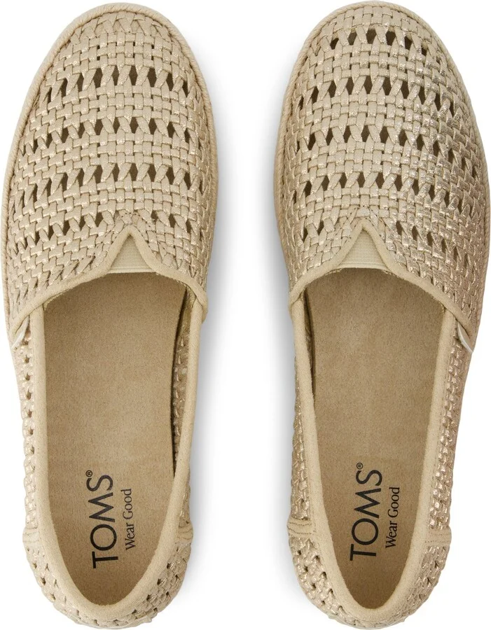 Valencia Platform Espadrille Champagne Metallic Basket Weave Slip On - Image 6
