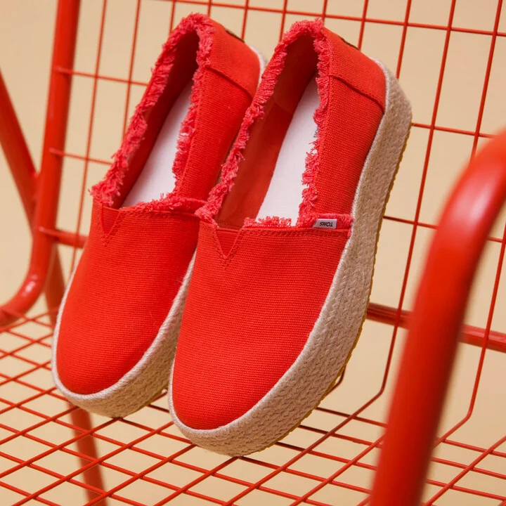 Valencia Platform Espadrille Flame Canvas Slip On - Image 3