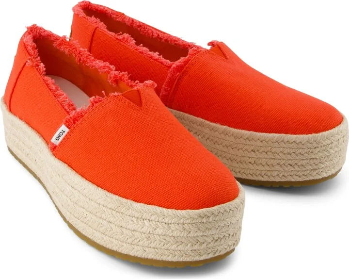 Valencia Platform Espadrille Flame Canvas Slip On - Image 4