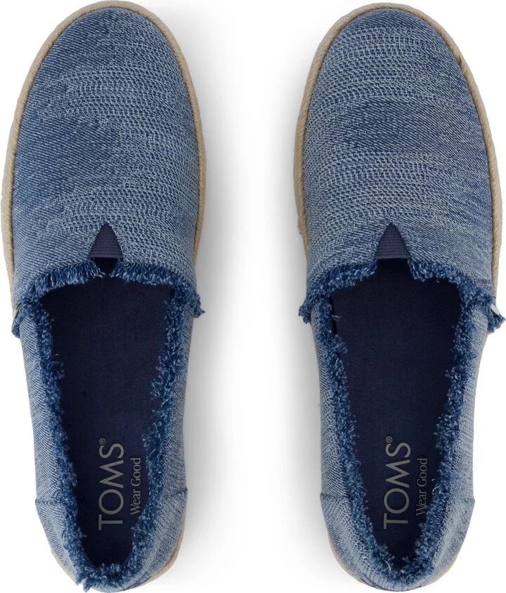Valencia Platform Espadrille Textured Denim Slip On - Image 6