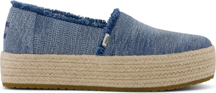 Valencia Platform Espadrille Textured Denim Slip On