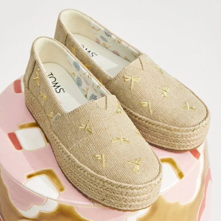 Valencia Platform Espadrille Undyed Metallic Dragonflies - Image 2