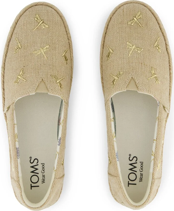 Valencia Platform Espadrille Undyed Metallic Dragonflies - Image 5