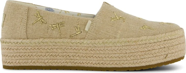 Valencia Platform Espadrille Undyed Metallic Dragonflies