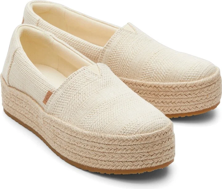 Valencia Platform Espadrille Undyed Metallic Linen Stripe Slip On - Image 3