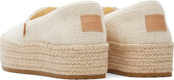 Valencia Platform Espadrille Undyed Metallic Linen Stripe Slip On - Image 4