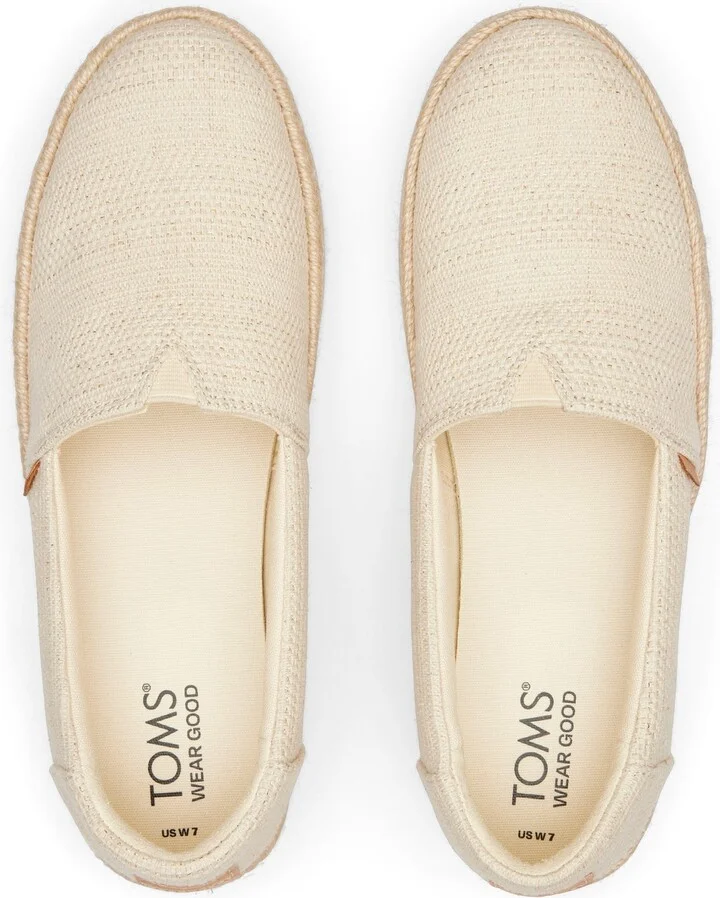 Valencia Platform Espadrille Undyed Metallic Linen Stripe Slip On - Image 5