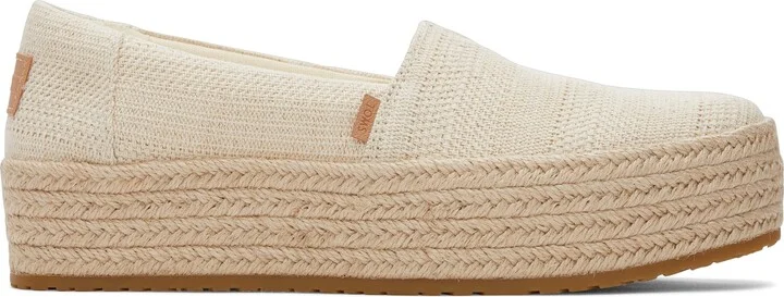 Valencia Platform Espadrille Undyed Metallic Linen Stripe Slip On