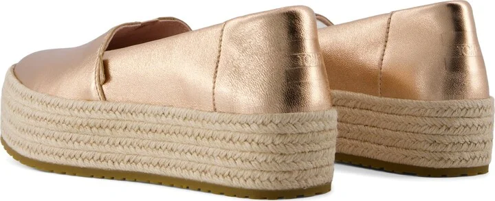 Valencia Rose Gold Metallic Nappa Leather Platform Espadrille Slip On - Image 4