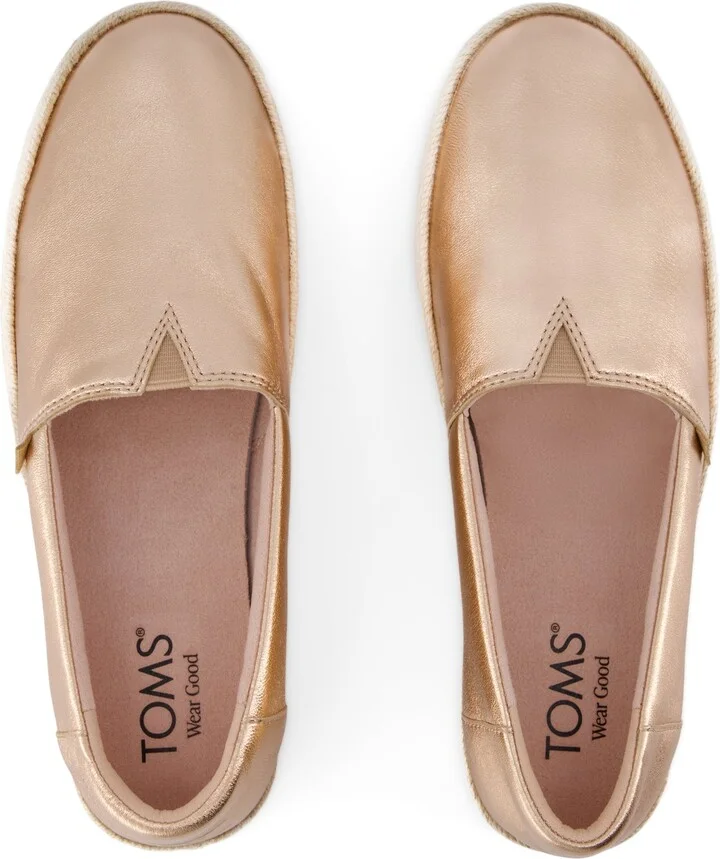 Valencia Rose Gold Metallic Nappa Leather Platform Espadrille Slip On - Image 5