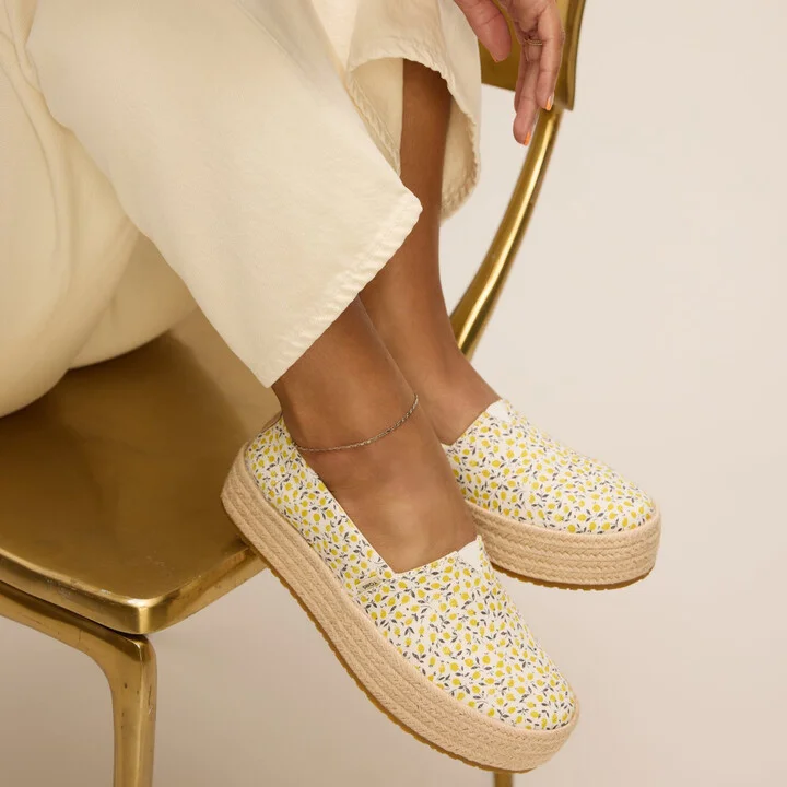 Valencia Yellow Liberty Print Platform Espadrille Slip On - Image 2